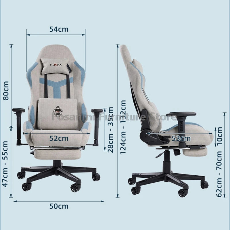 Tech Fabric Adjustable Modern Gamer Computer Chair with Headrest Recline Office Desk Chair Ergonomic Home Wide Seat Gaming Chair