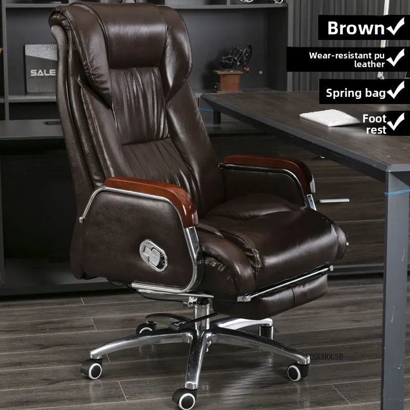 Comfortable Leather Back Boss Chair for Office Furniture Nordic Leisure Swivel Office Chairs Simple Student Computer Gamer Chair
