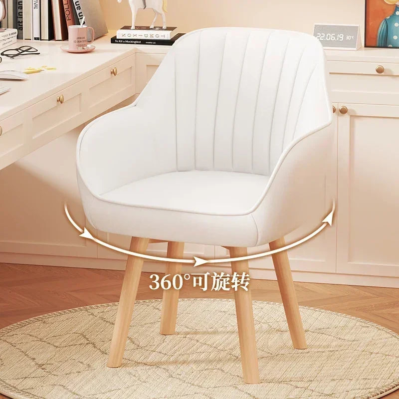 Prolonged Sitting Chair Comfortable Computer Seat Leather Backrest Chair Makeup Stool for Dormitory Study Versatile Seating