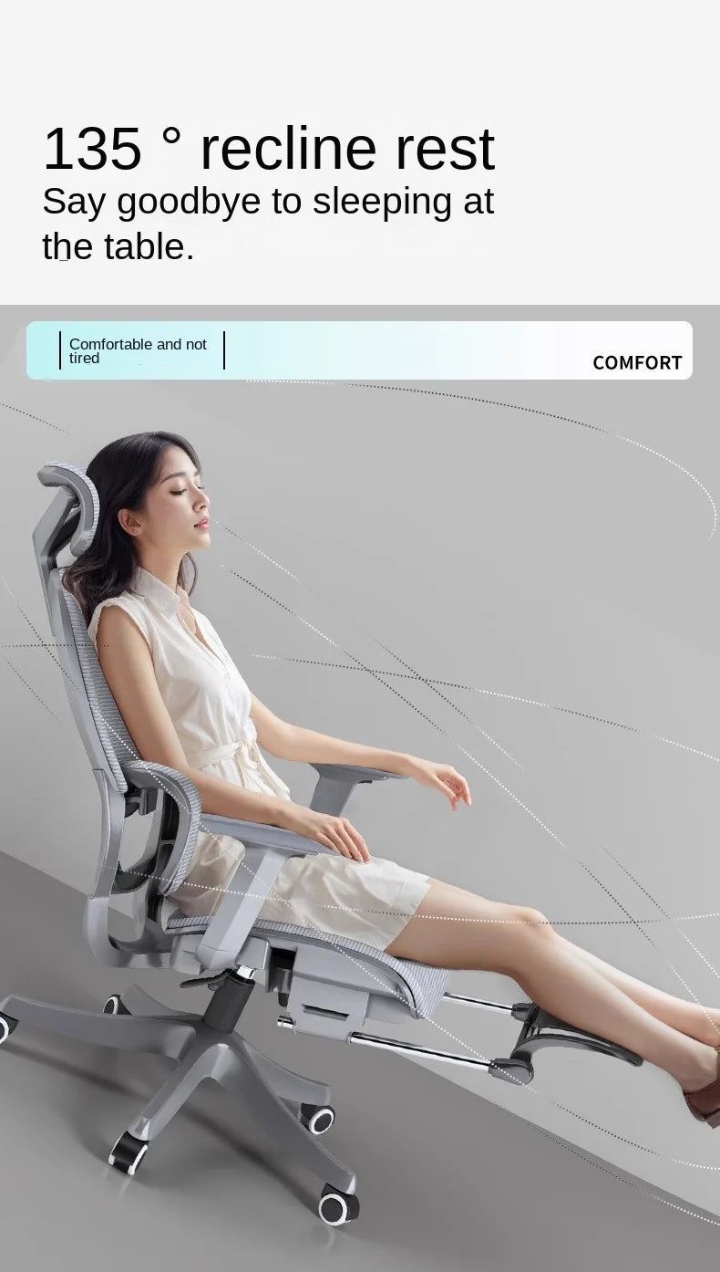 Adjustable Ergonomic Office Chair with Lumbar Support, Breathable Mesh Back, Soft Seat, and Tilt Function for Extended Sitting