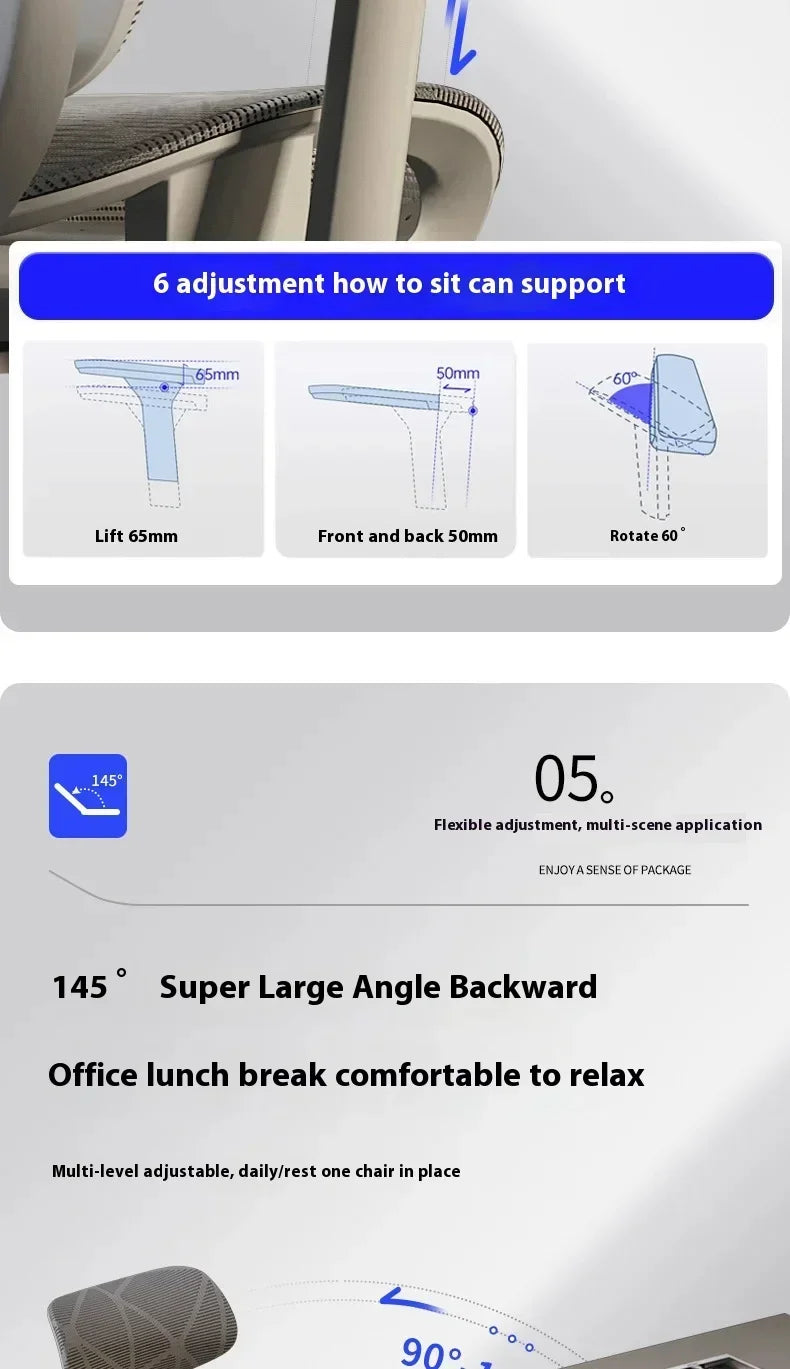 Ergonomic Office Chair Gaming Computer 3D Armchair Armrests Headrest Chair Lift High Back Sillas Gaming Foot Pedals Furniture