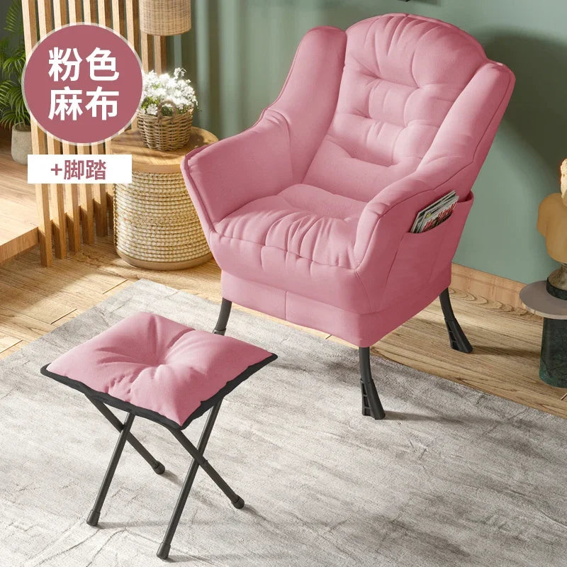 Sofa Chair Home Recreational Computer Chair Balcony Reclining Chair Backrest Small Sofa Chairs Washable  Cotton and Linen