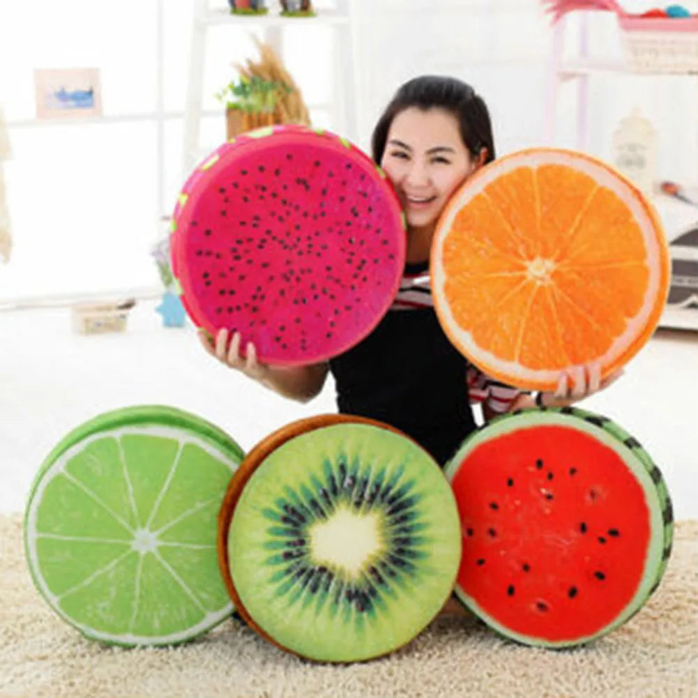 Cartoon Fruits Print Round Bar Chair Cushion Cover Anti-Slip Seat Cushion Slipcover Soft Stool Cushion Covers Slipcover