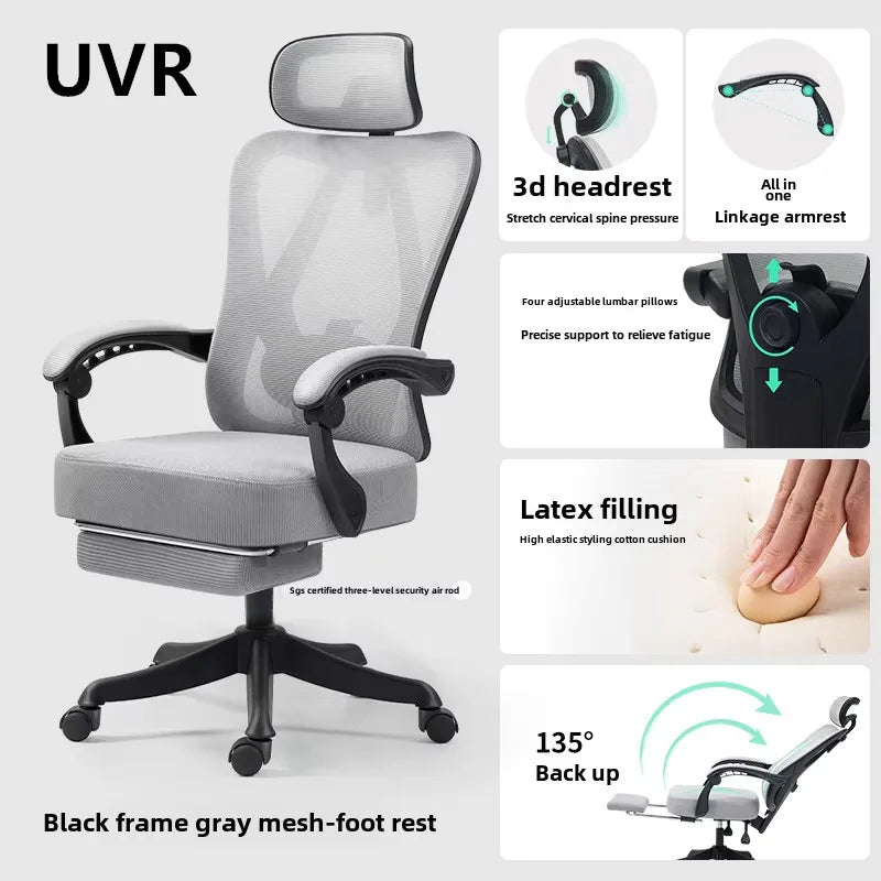 UVR Gaming Computer Chair Sedentary Comfortable Reclining Ergonomic Design Armchair Household Recliners Mesh Office Chair