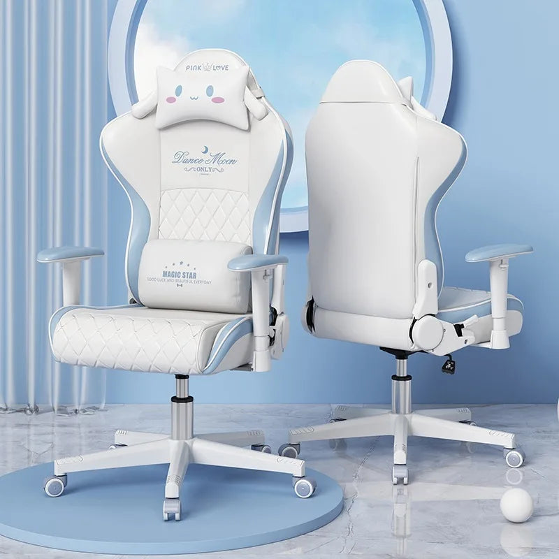 New Upgraded Office Chair Student Dormitory Clear Blue Gaming Chair Bedroom Lift Rotating Armrest Diamond Texture Cushion
