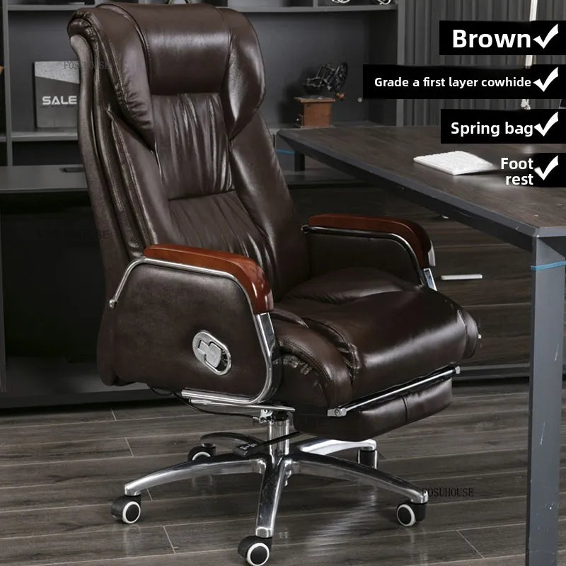 Comfortable Leather Back Boss Chair for Office Furniture Nordic Leisure Swivel Office Chairs Simple Student Computer Gamer Chair