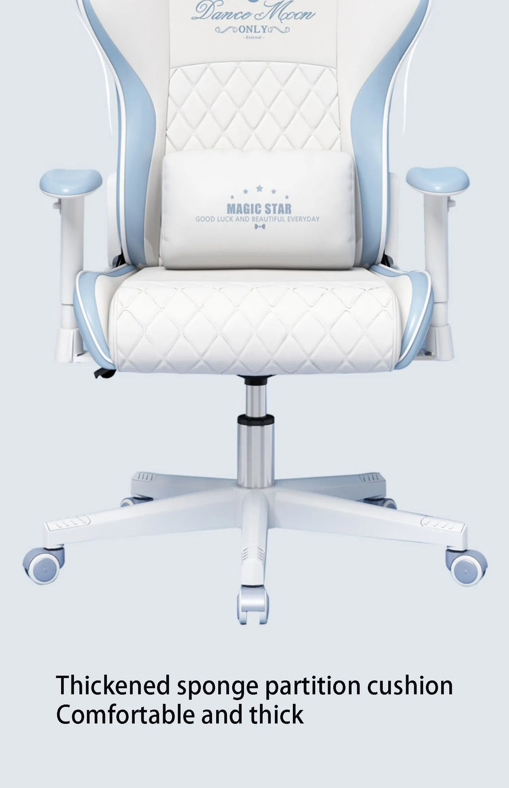 New Upgraded Office Chair Student Dormitory Clear Blue Gaming Chair Bedroom Lift Rotating Armrest Diamond Texture Cushion