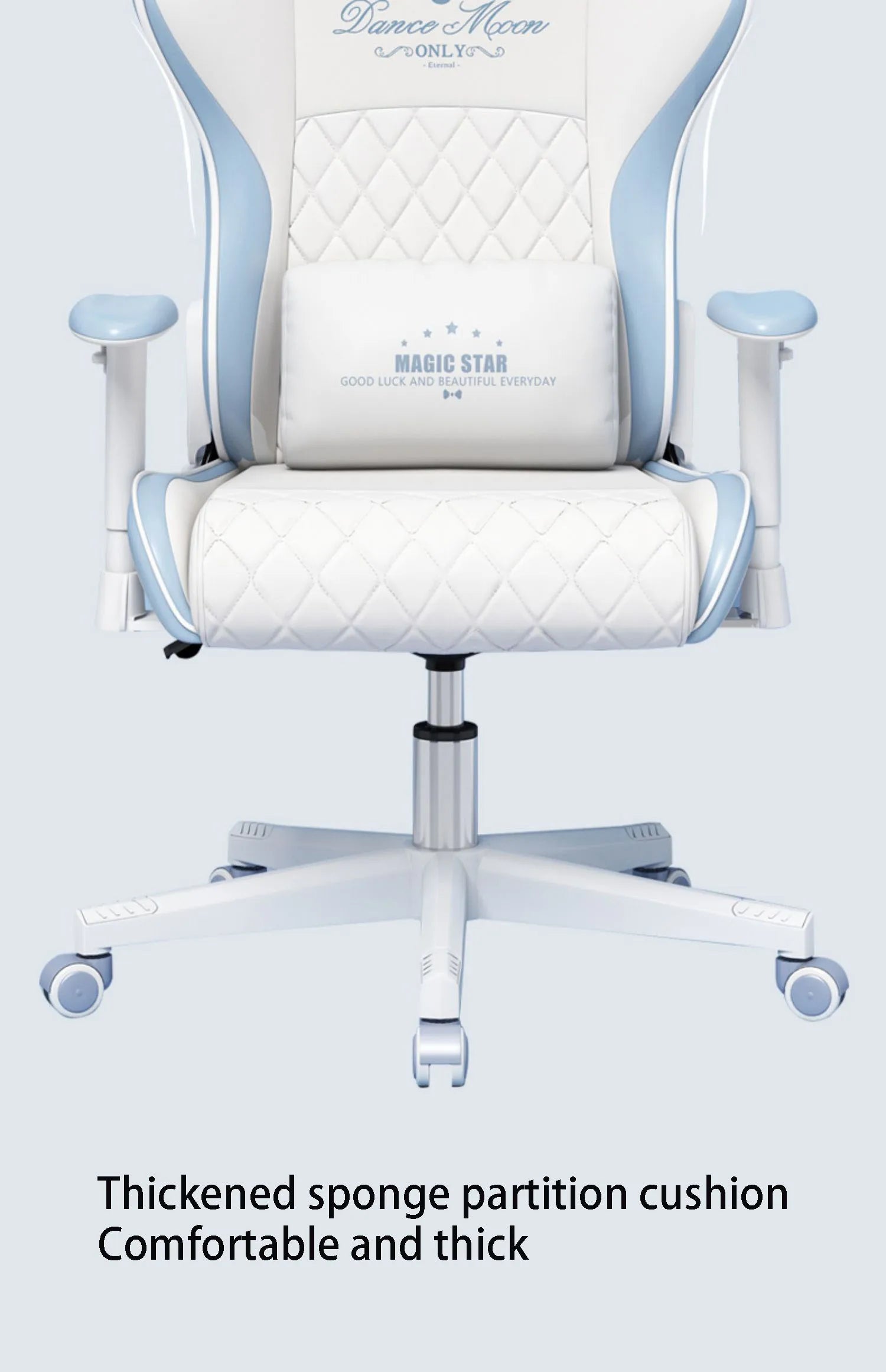New Upgraded Office Chair Student Dormitory Clear Blue Gaming Chair Bedroom Lift Rotating Armrest Diamond Texture Cushion