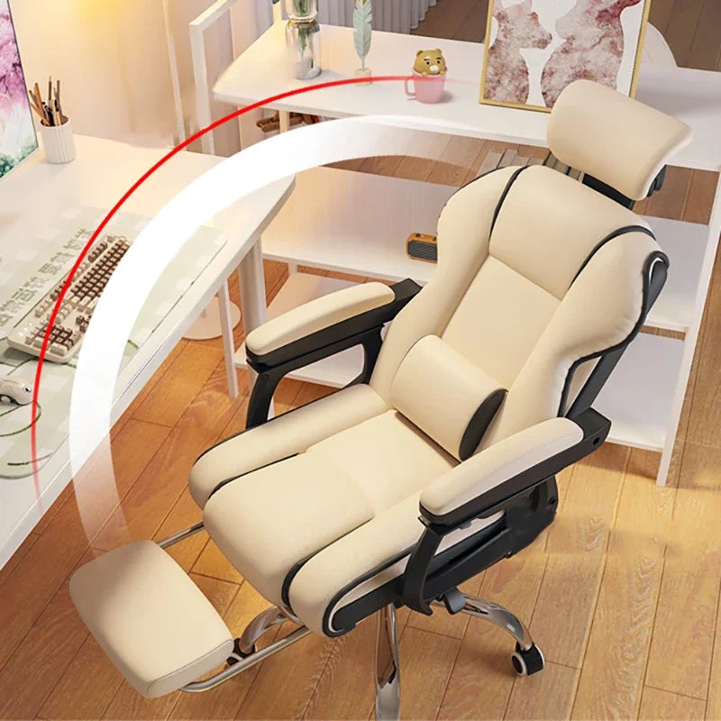 Minimalist Ergonomic Office Chair Comfy Pillow Premium Aesthetic Gaming Chair Mobile Footrest Silla Gaming Furniture
