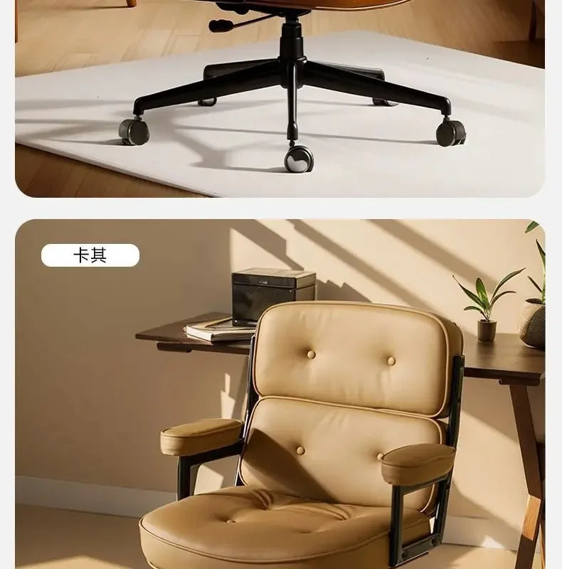 Retro Creative Computer Chair Comfortable Office Home Leather Robin Chair Light Luxury Study Chairs Ergonomic Seat Swivel Chairs