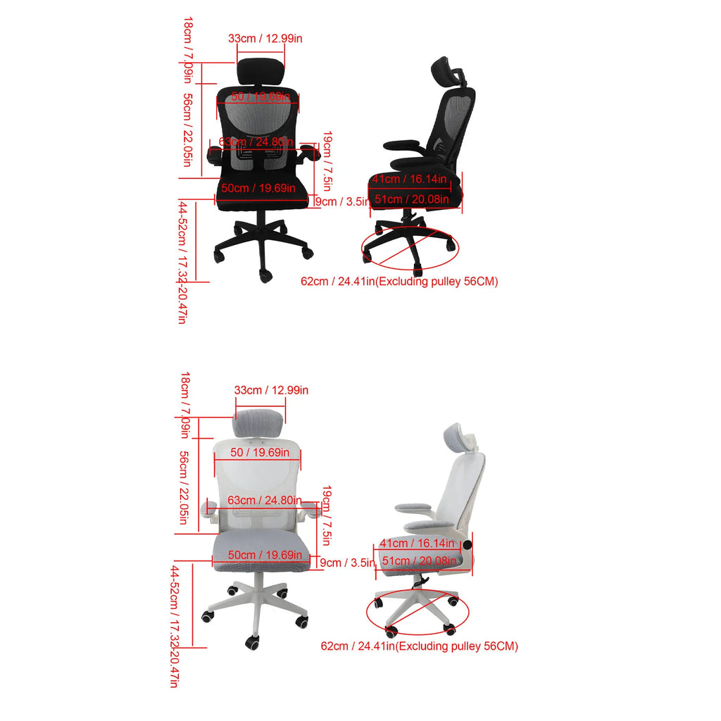 Computer Desk Chair 330.7lb Load Capacity 90 Degree Rotating Armrests Breathable  Chair with 5 Wheels for Home