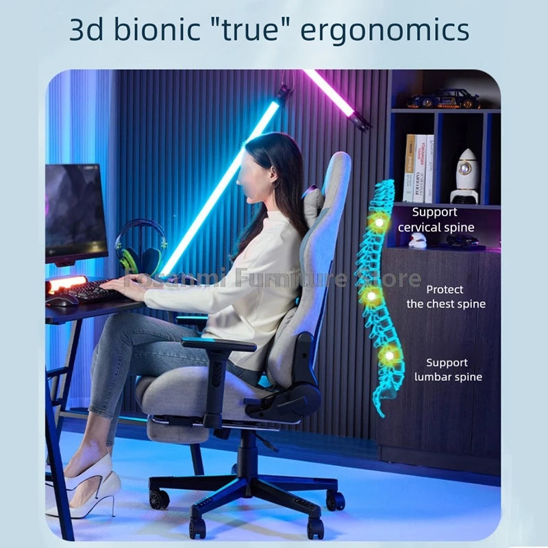 Tech Fabric Adjustable Modern Gamer Computer Chair with Headrest Recline Office Desk Chair Ergonomic Home Wide Seat Gaming Chair