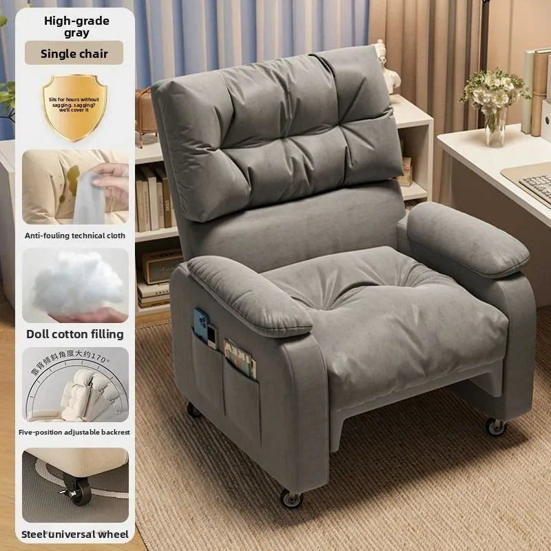Home Comfortable Computer Chair with Headrest and Footrest, Reclining and Sitting, Movable with Wheels