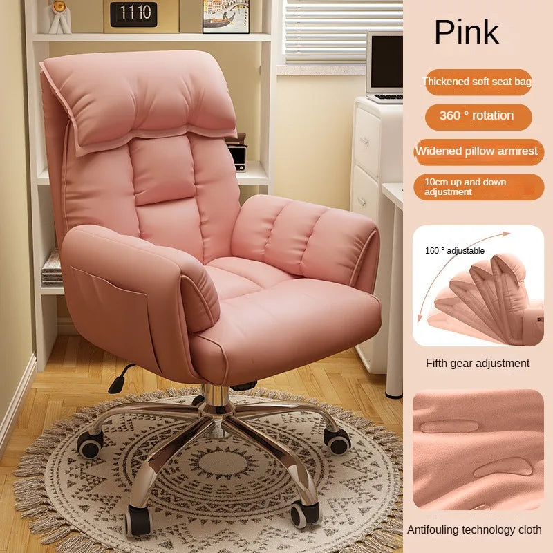 Gaming Chair Soft Comfortable Ergonomic Office Chair 4D Adjustable Armrest Headrest Recliner for Women 160° Lie Flat Boss Chair