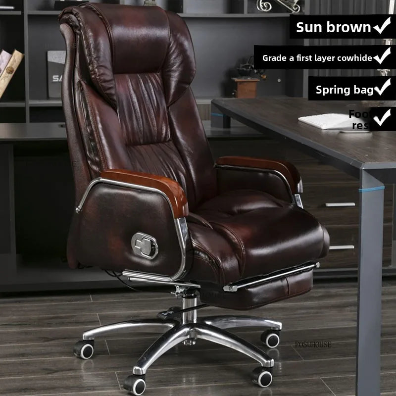 Comfortable Leather Back Boss Chair for Office Furniture Nordic Leisure Swivel Office Chairs Simple Student Computer Gamer Chair