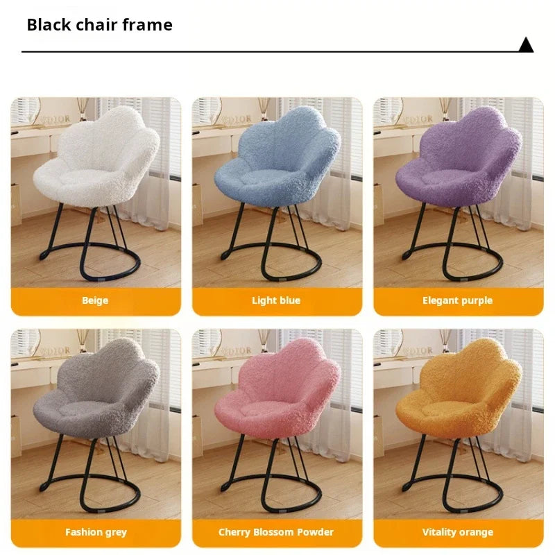 Nordic Lamb wool living room chairs INS luxury swivel soft Armchair bedroom reading makeup vanity Backrest Stool home furniture