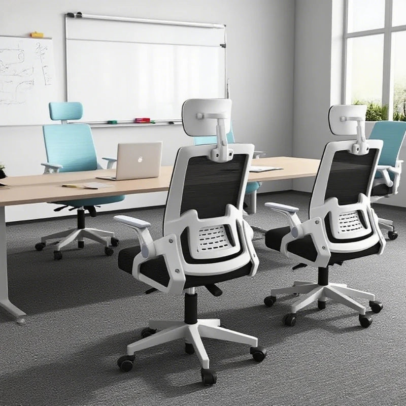 Ergonomic Office Chair Adjustable Headrest Lumbar Support Chair Breathable Mesh Backrest Comfortable Seat Home Office Gaming