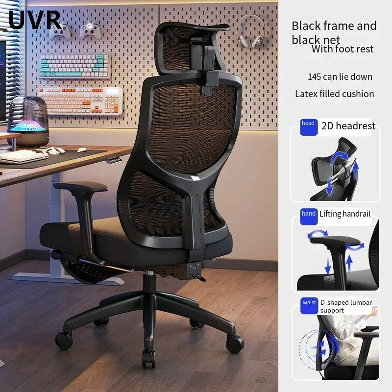 UVR Gaming Computer Chair Home Computer Chair Ergonomic Backrest Chair Sedentary Comfortable Reclining Seat Office Chair