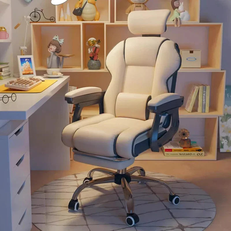 Minimalist Ergonomic Office Chair Comfy Pillow Premium Aesthetic Gaming Chair Mobile Footrest Silla Gaming Furniture