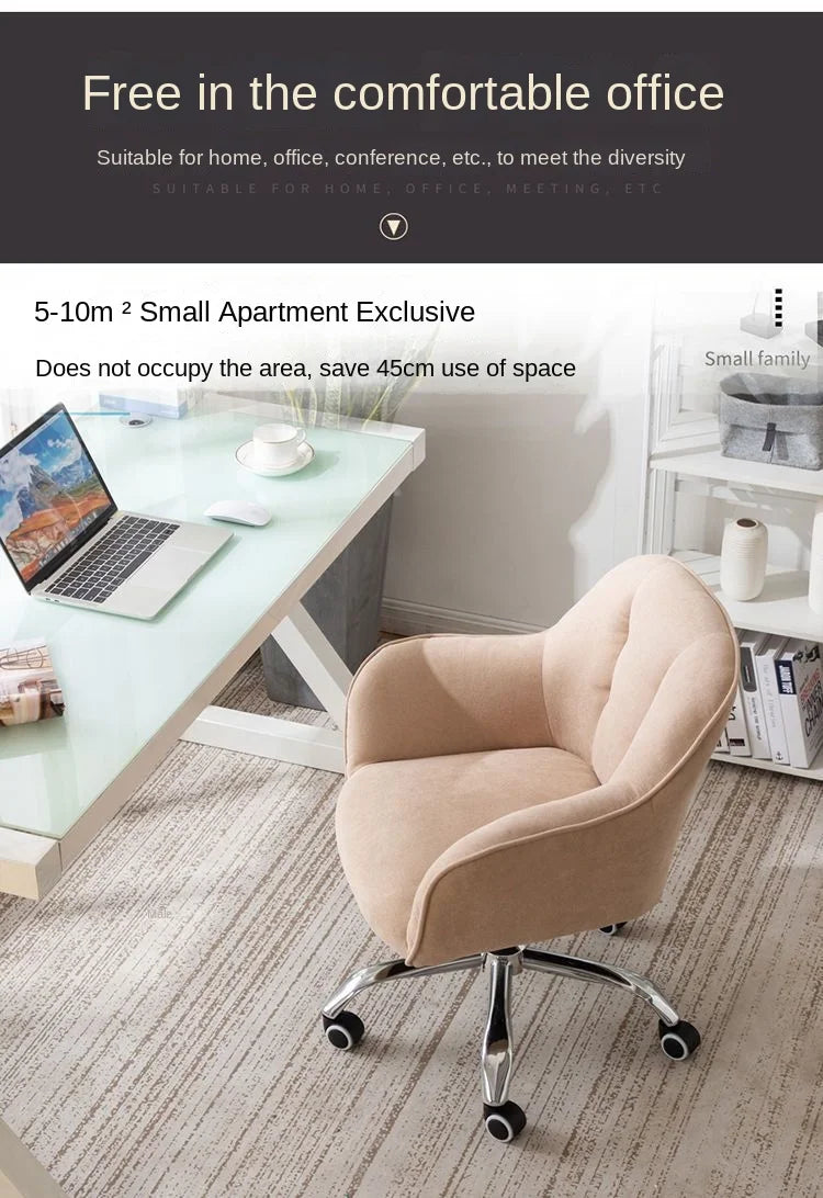 MOMO Scandinavian Simple Small Computer Chair Sedentary Fabric Backrest Chair Study Office Swivel Chair Can Lift Household Chair