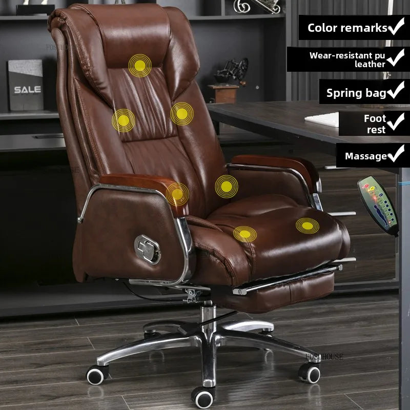 Comfortable Leather Back Boss Chair for Office Furniture Nordic Leisure Swivel Office Chairs Simple Student Computer Gamer Chair