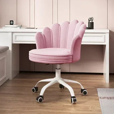 Nordic Female Anchor Chair Rotatable Home Office Chair Lovely Pink Bedroom Desk Chair with Adjustable Lift Stylish Furniture