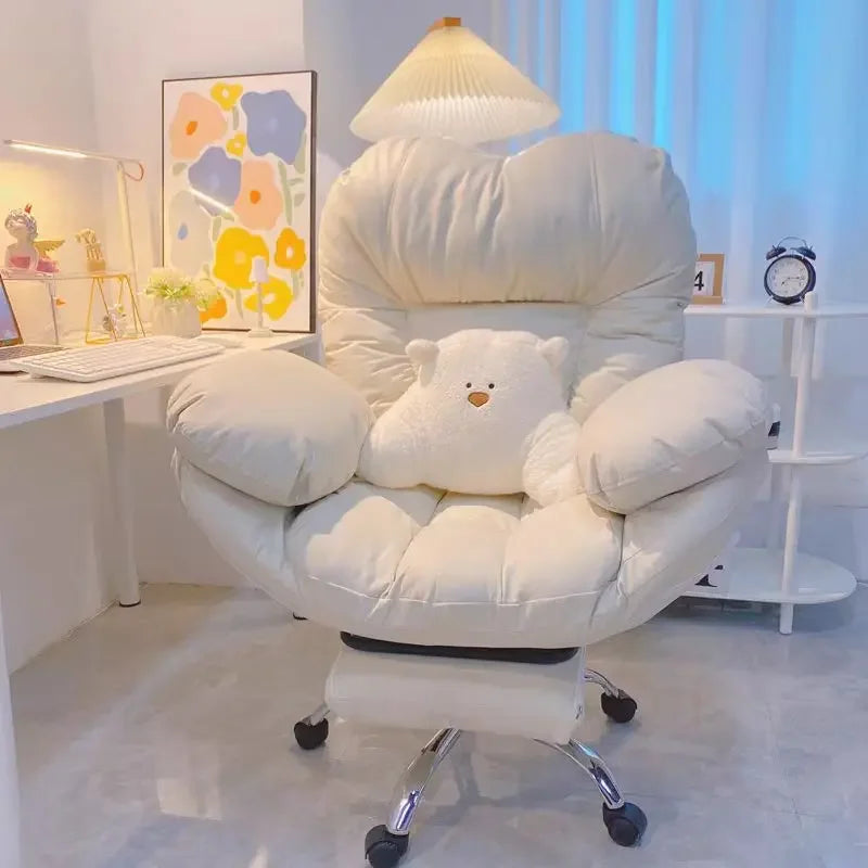 Computer Chair for Long Sitting, Adjustable Backrest Office Chair, Gaming and Study Desk Chair, Ergonomic Support for Women