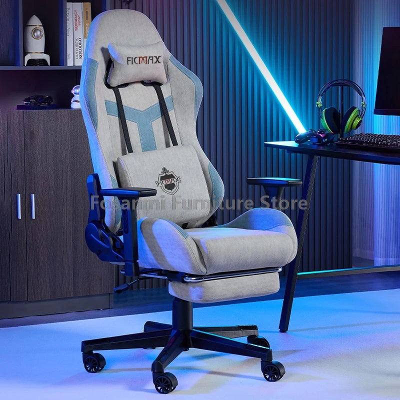 Tech Fabric Adjustable Modern Gamer Computer Chair with Headrest Recline Office Desk Chair Ergonomic Home Wide Seat Gaming Chair