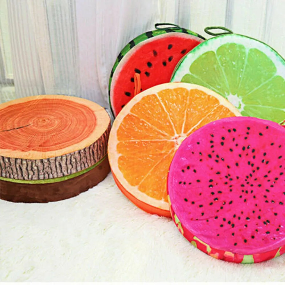 Cartoon Fruits Print Round Bar Chair Cushion Cover Anti-Slip Seat Cushion Slipcover Soft Stool Cushion Covers Slipcover
