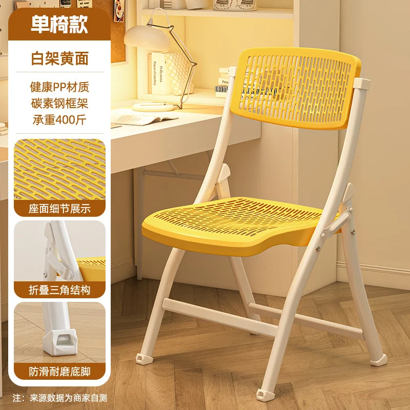 Foldable Office Chair with Thickened Seat, Anti-Slip Portable Training Chair, Breathable Computer Chair, Space Saving Stoo