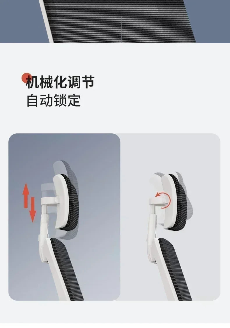 Ergonomic Office Chair Adjustable Headrest Lumbar Support Chair Breathable Mesh Backrest Comfortable Seat Home Office Gaming