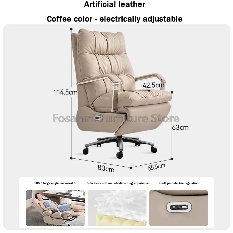 Adjustable Soft Gaming Swivel Chair Comfortable Leather Computer Office Chair with Footrest Thickened Back Desk Chairs for Home