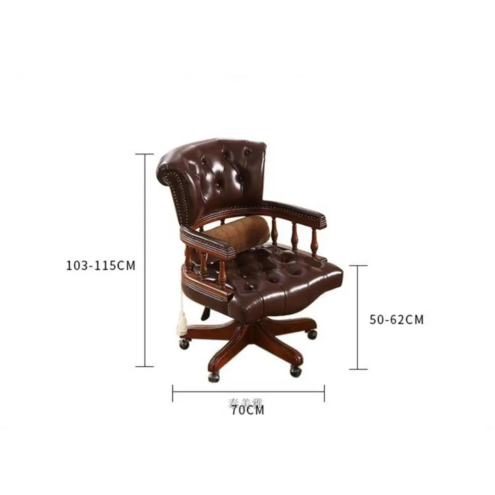 Genuine Leather Modern Office Chair Wheels Luxury Computer Gaming Chair Lounge Ergonomical Chaise De Bureau Home Furniture