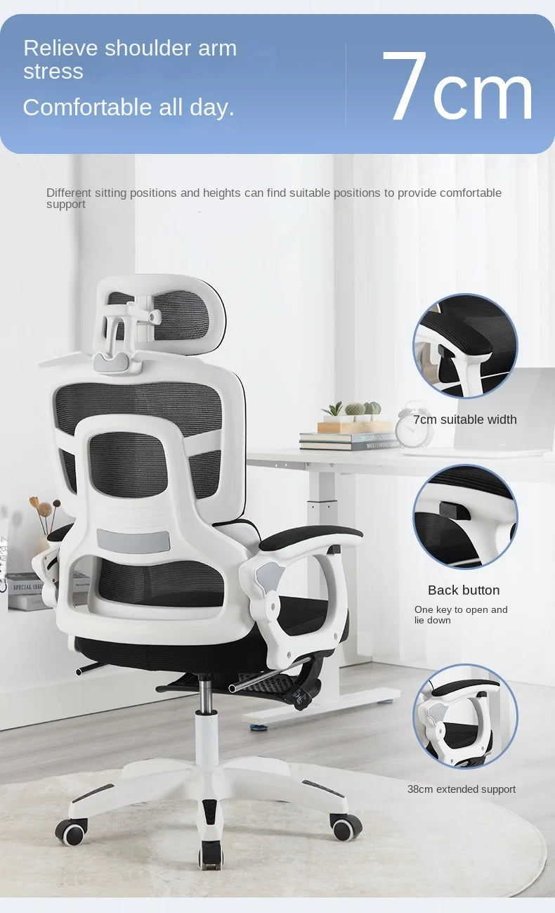 Olevo Wooden Ergonomic Chair Dormitory Movable Rotating Study Chair Office Sitting Comfortable Lying Waist Support Office Chair