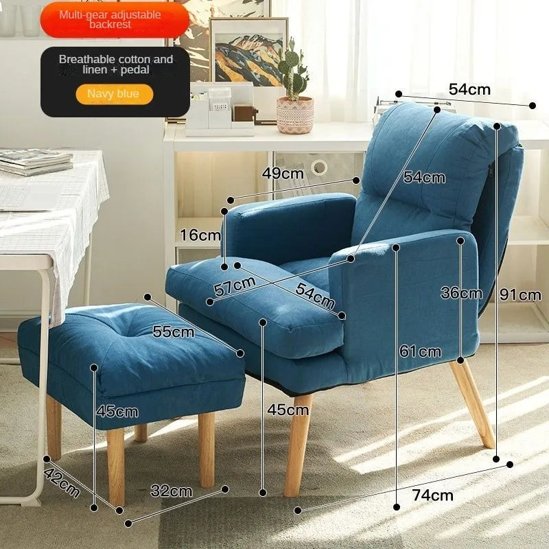 Living Room Lounge Chair Computer Chair Home Study Office Chair Bedroom Armchair Folding Single Person Sofa Chair Vanity