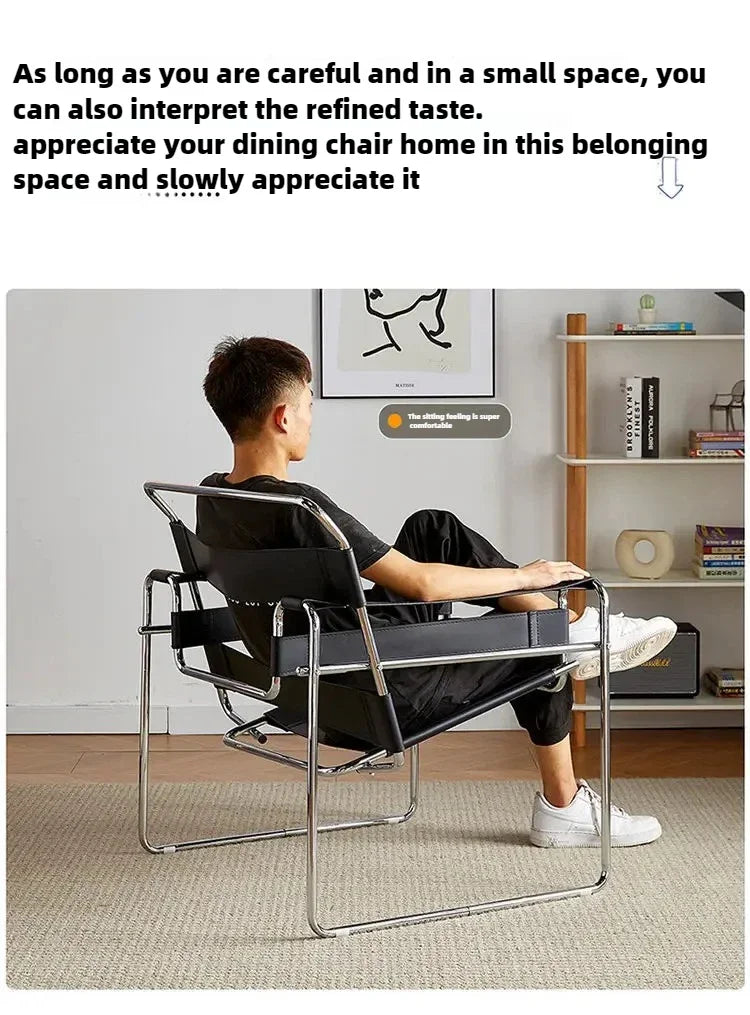 Nordic Vassili Leisure  Chair Single Chair Medieval Industrial Style Bauhaus Saddle Leather Simple Network Red Photo Furniture