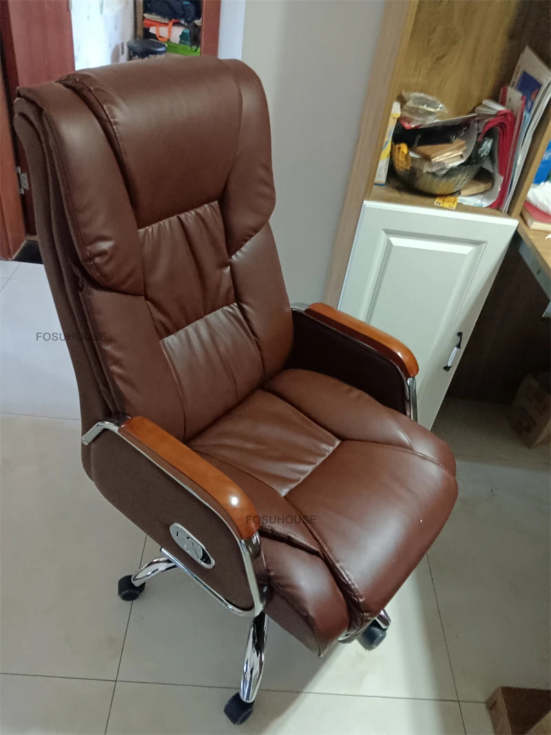 Comfortable Leather Back Boss Chair for Office Furniture Nordic Leisure Swivel Office Chairs Simple Student Computer Gamer Chair