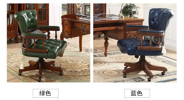 Genuine Leather Modern Office Chair Wheels Luxury Computer Gaming Chair Lounge Ergonomical Chaise De Bureau Home Furniture