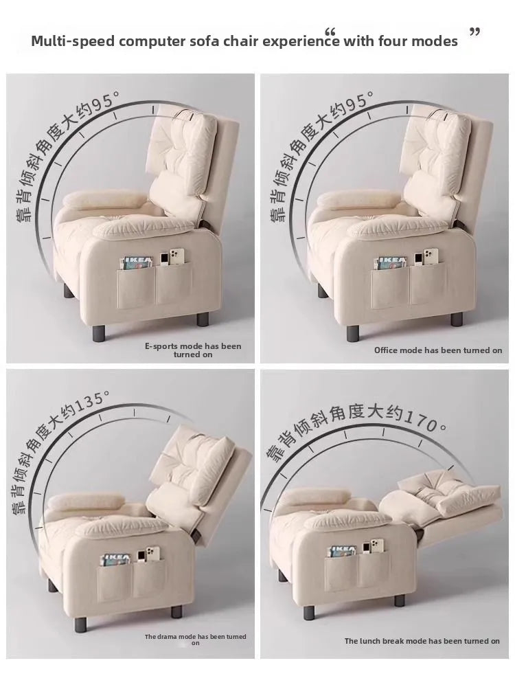 Home Comfortable Computer Chair with Headrest and Footrest, Reclining and Sitting, Movable with Wheels