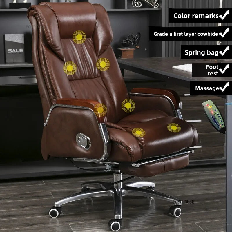 Comfortable Leather Back Boss Chair for Office Furniture Nordic Leisure Swivel Office Chairs Simple Student Computer Gamer Chair
