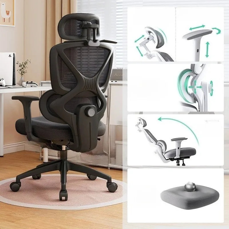 Gaming Chair Footrest Adjustable Office Ergonomic 3D Lumbar Design Breathable Mesh Layered Sponge Silla De Escritorio