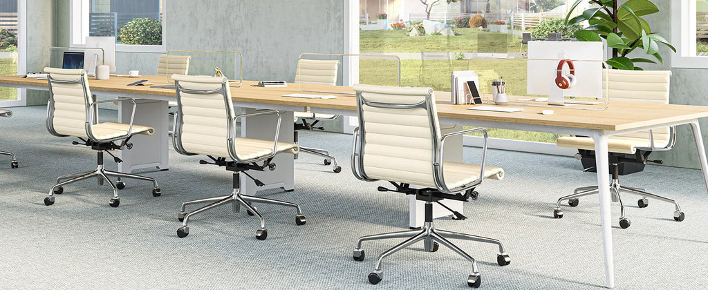 White Mid Back Genuine Leather Swivel Chairs Ergonomic Office Chair Adjustable Swivel Leather Gaming Chair Ribbed Office Chair