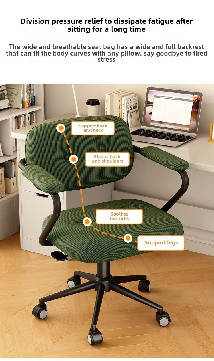 Chair Home Comfortable Sedentary Study Office Chair Bedroom Light Luxury Makeup Chair Simple Lifting Desk Computer Chair