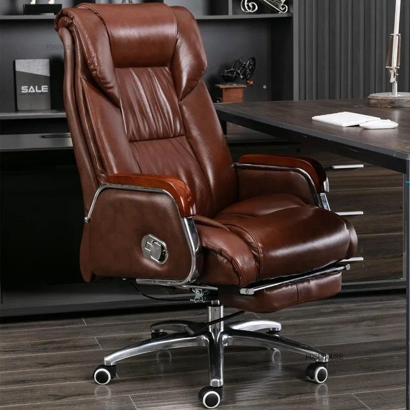 Comfortable Leather Back Boss Chair for Office Furniture Nordic Leisure Swivel Office Chairs Simple Student Computer Gamer Chair