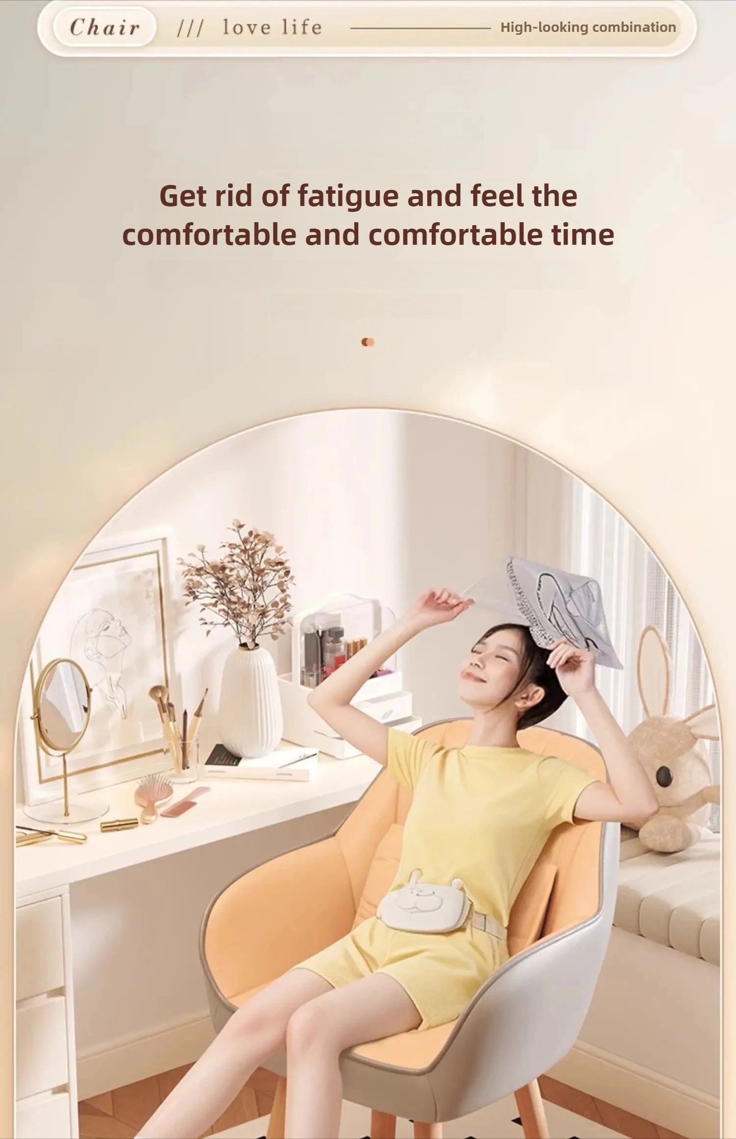 Prolonged Sitting Chair Comfortable Computer Seat Leather Backrest Chair Makeup Stool for Dormitory Study Versatile Seating