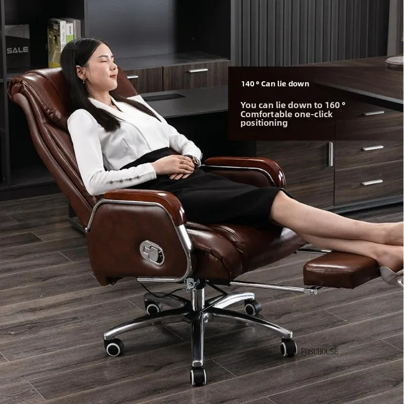 Comfortable Leather Back Boss Chair for Office Furniture Nordic Leisure Swivel Office Chairs Simple Student Computer Gamer Chair