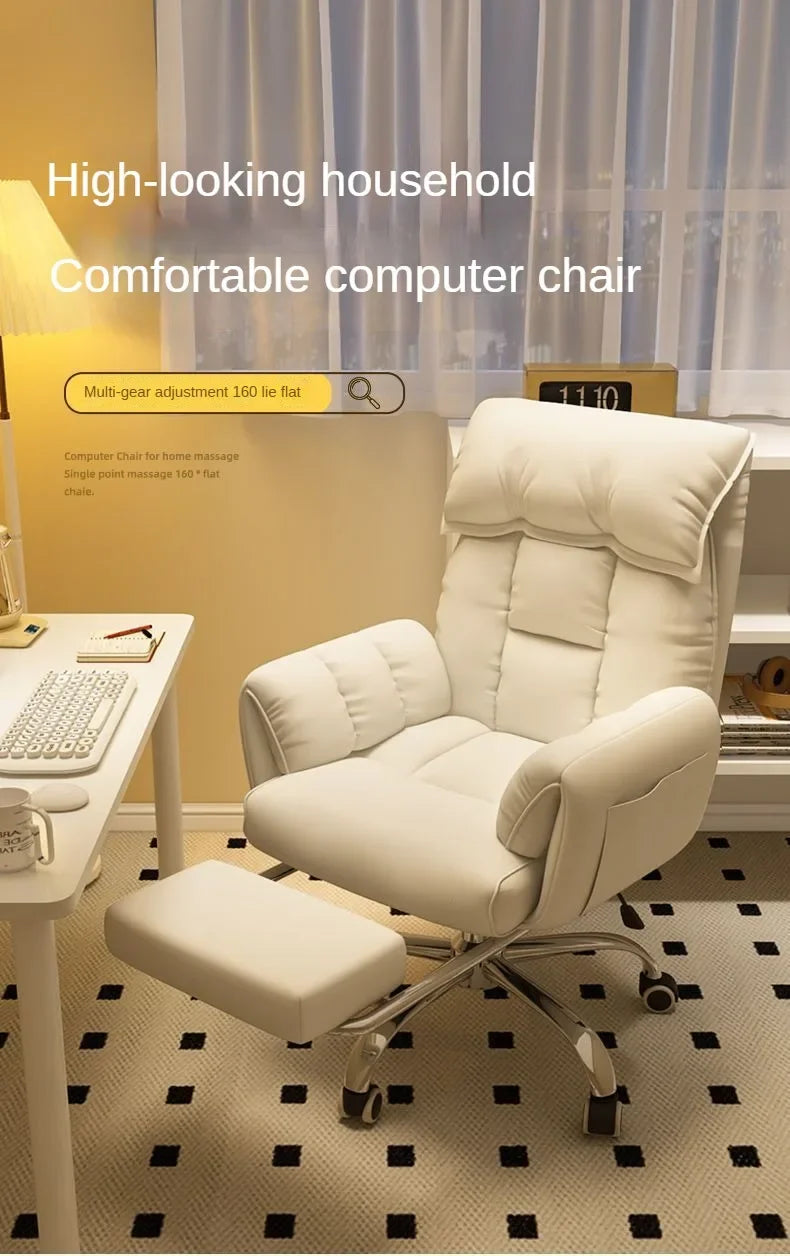 Gaming Chair Soft Comfortable Ergonomic Office Chair 4D Adjustable Armrest Headrest Recliner for Women 160° Lie Flat Boss Chair