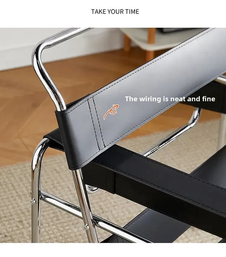 Nordic Vassili Leisure  Chair Single Chair Medieval Industrial Style Bauhaus Saddle Leather Simple Network Red Photo Furniture