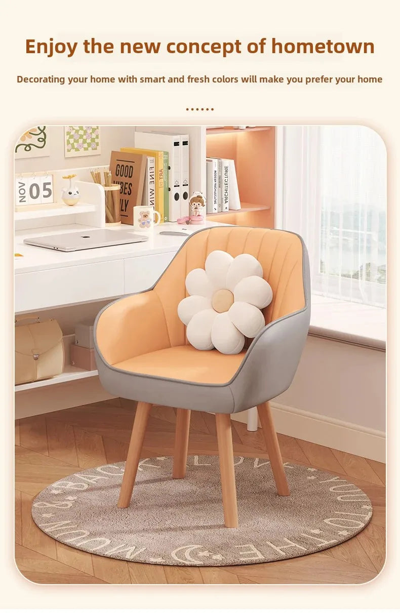 Prolonged Sitting Chair Comfortable Computer Seat Leather Backrest Chair Makeup Stool for Dormitory Study Versatile Seating