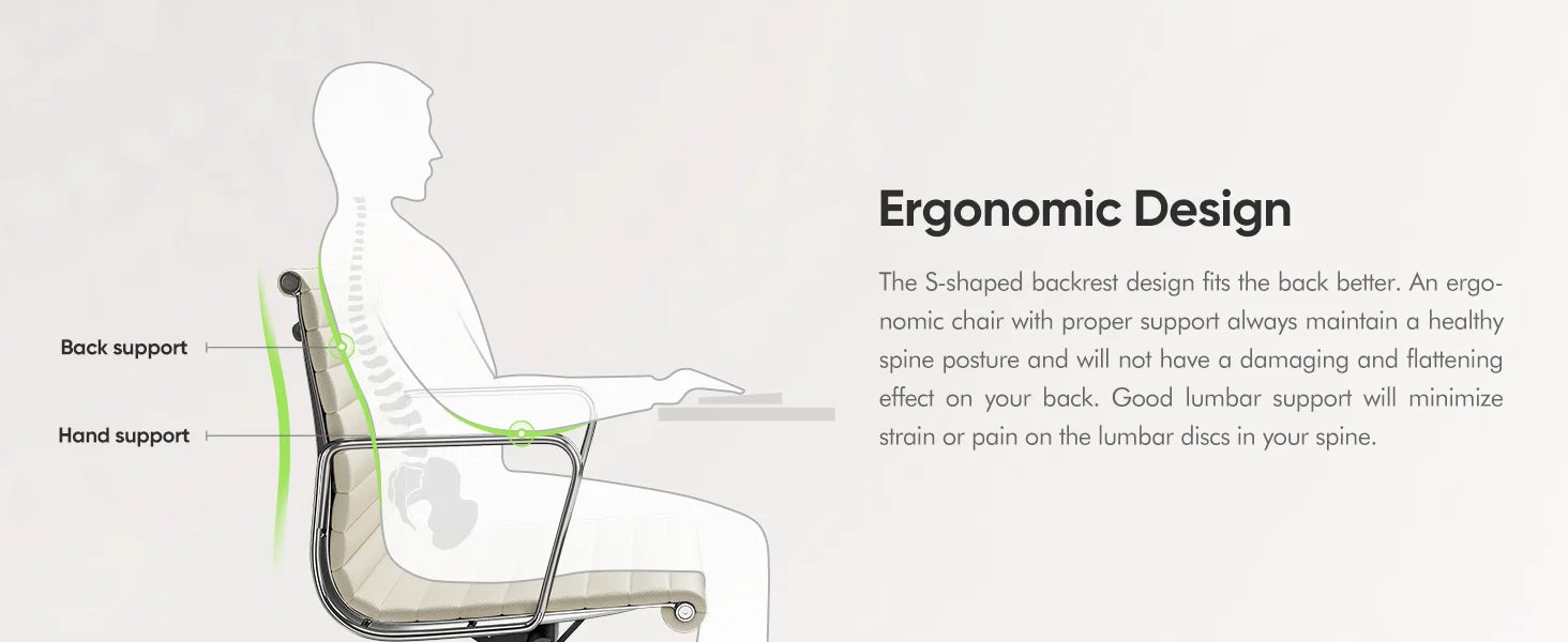 White Mid Back Genuine Leather Swivel Chairs Ergonomic Office Chair Adjustable Swivel Leather Gaming Chair Ribbed Office Chair